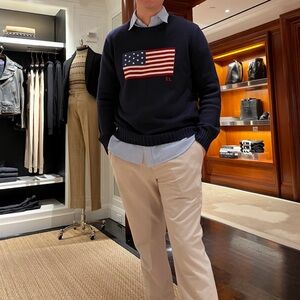 Ralph Lauren Men's Navy The Iconic Flag Sweater